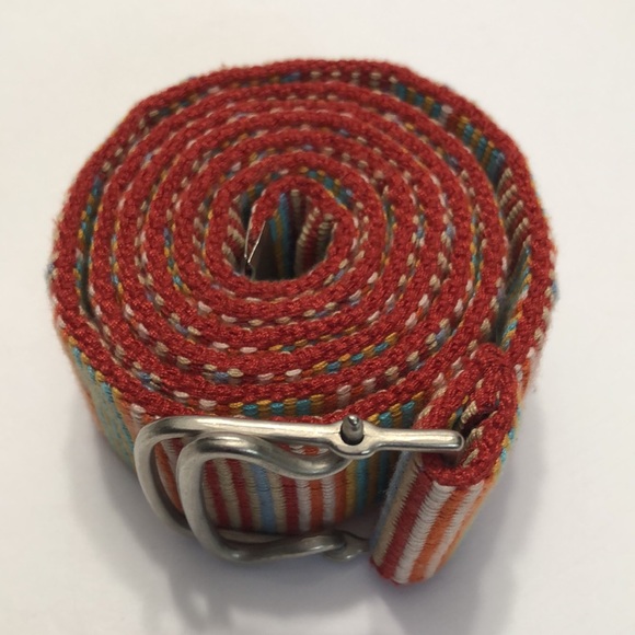 Multi-Color Stripe Metal Ends Cloth Belt size 6 - Picture 3 of 8